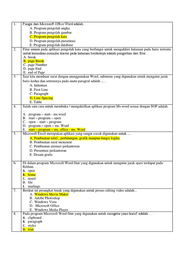 Soal Simdig Pilgand Esai