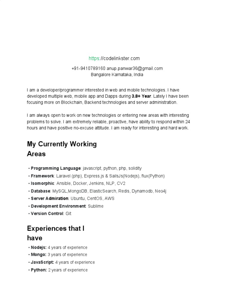 Backend & Blockchain Developer Profile | PDF | Ajax (Programming ...