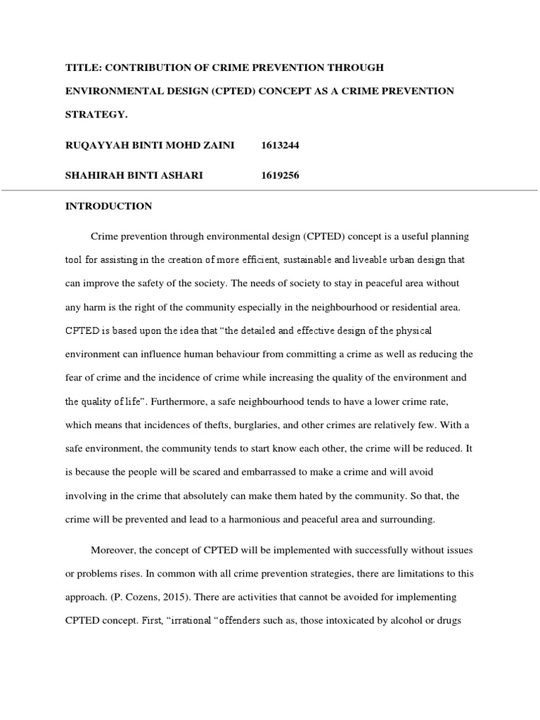 Title Contribution of Crime Prevention Through Environmental Design