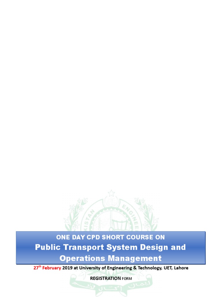 CPD Course on Transport System Design | PDF