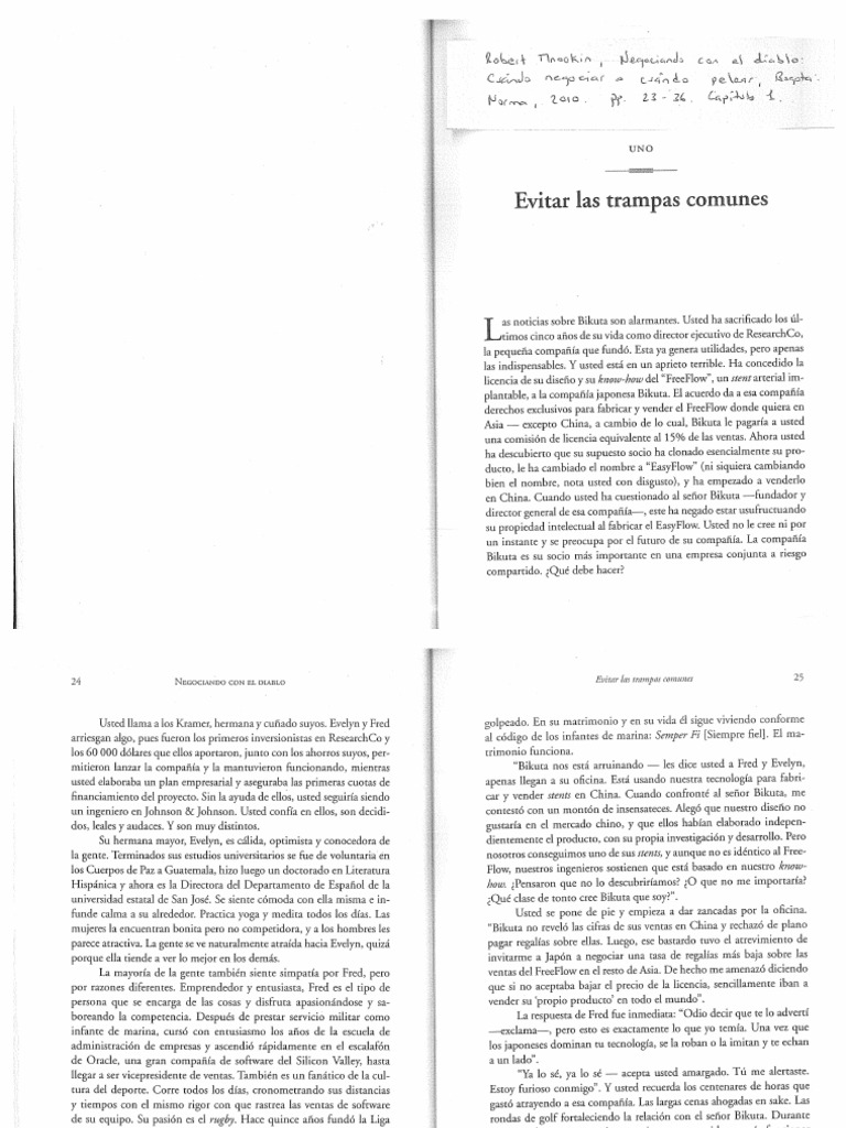Capítulo 1 Del Libro Negociando Con El Diablo | PDF