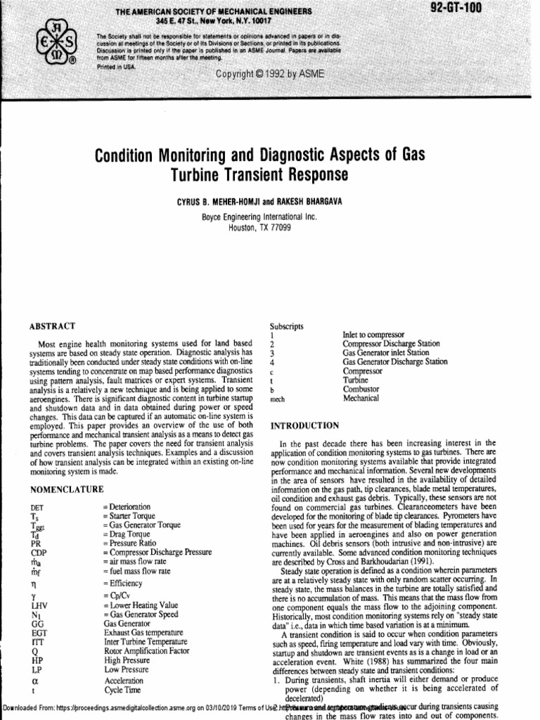 Condition Monitoring and Diagnostic Aspects of Gas Turbine PDF | PDF ...