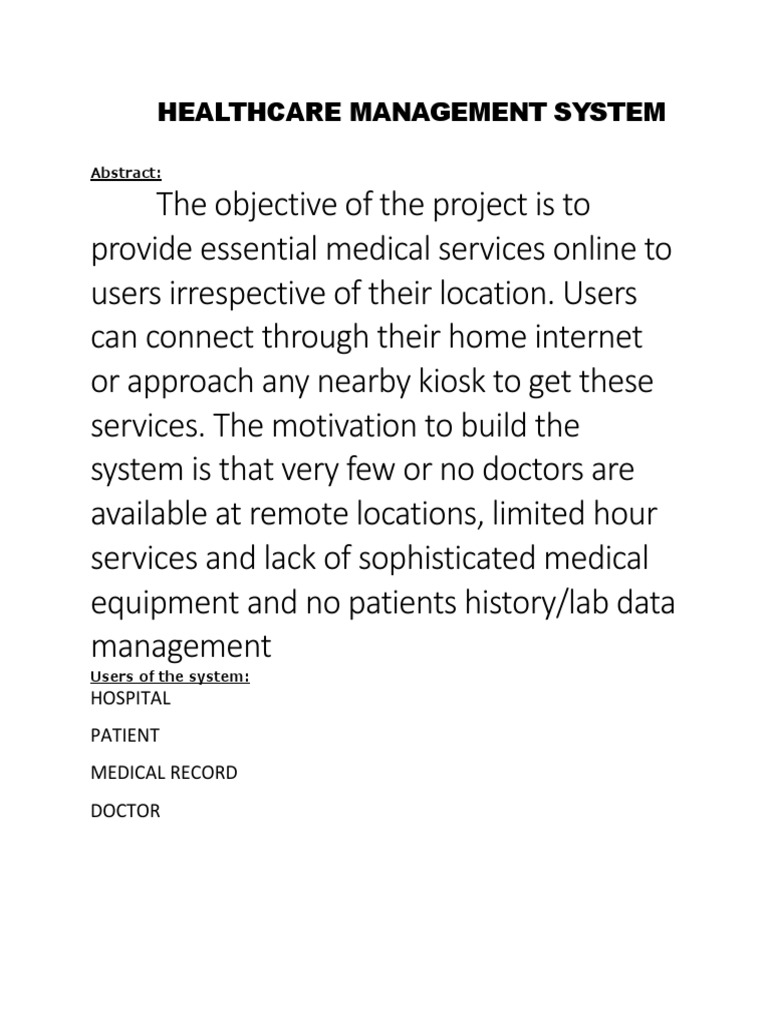 Online Healthcare Management System | PDF | Computers
