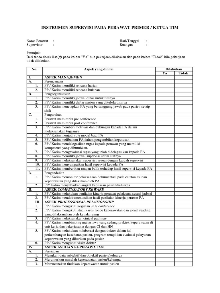 Instrumen Supervisi Pada Perawat Primer | PDF