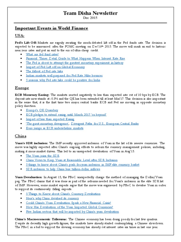 Dec 2015 Global Finance Highlights | PDF | Renminbi | Fixed Exchange Rate  System