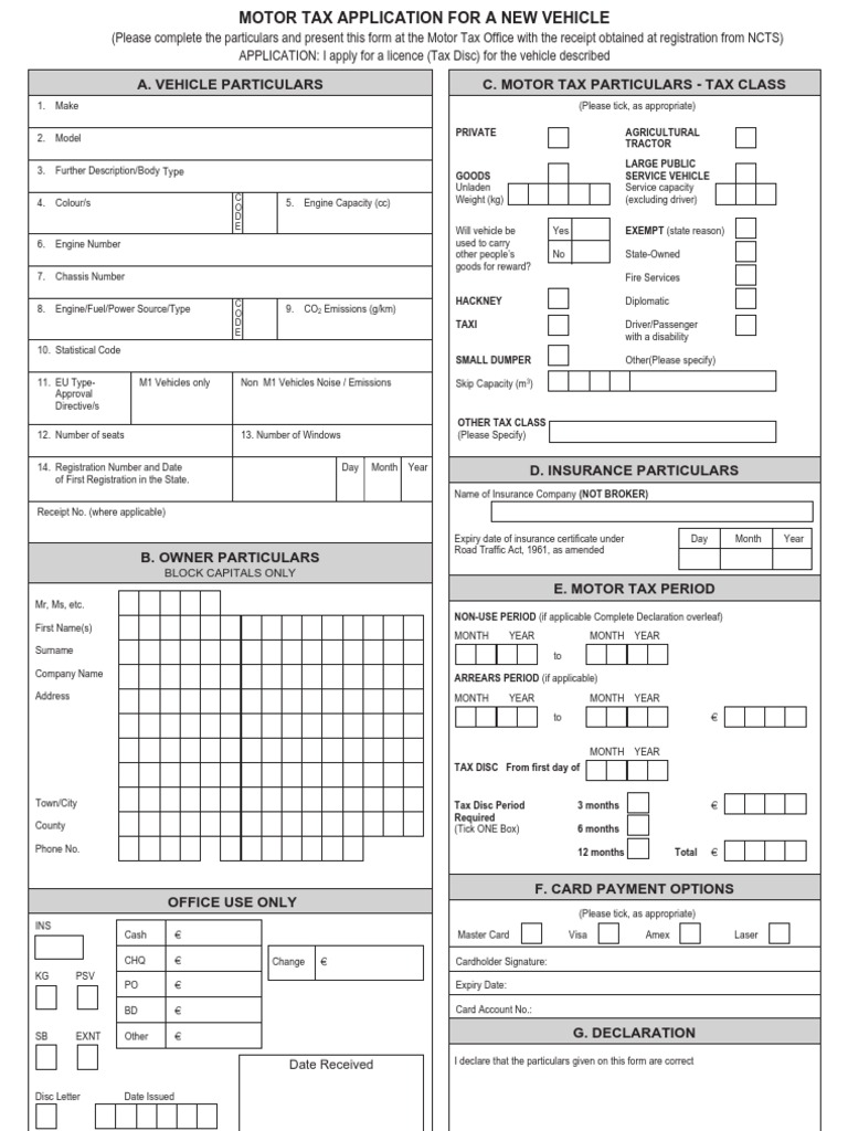RF100 Motor Tax Application Guide | PDF | Vehicles | Taxes