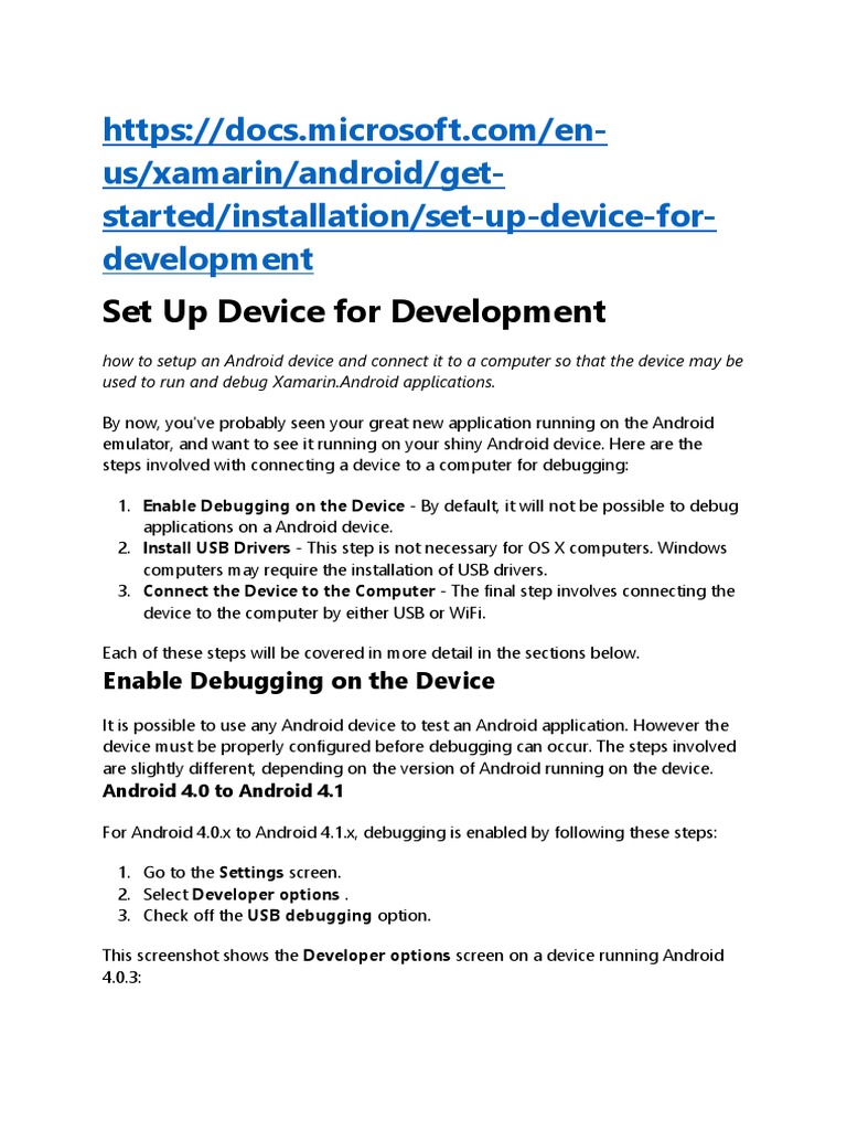 Set Up Android Device for Xamarin Debugging | PDF | Android (Operating ...