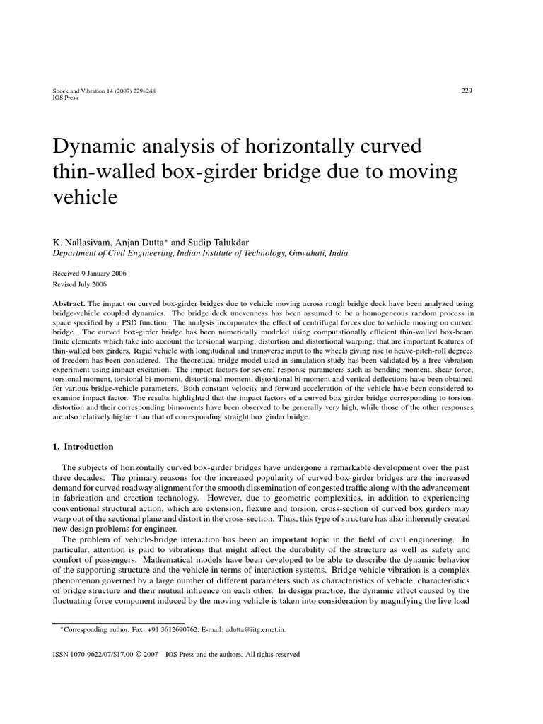 Dynamic Analysis of Horizontally Curved Thin-Walled Box-Girder Bridge ...