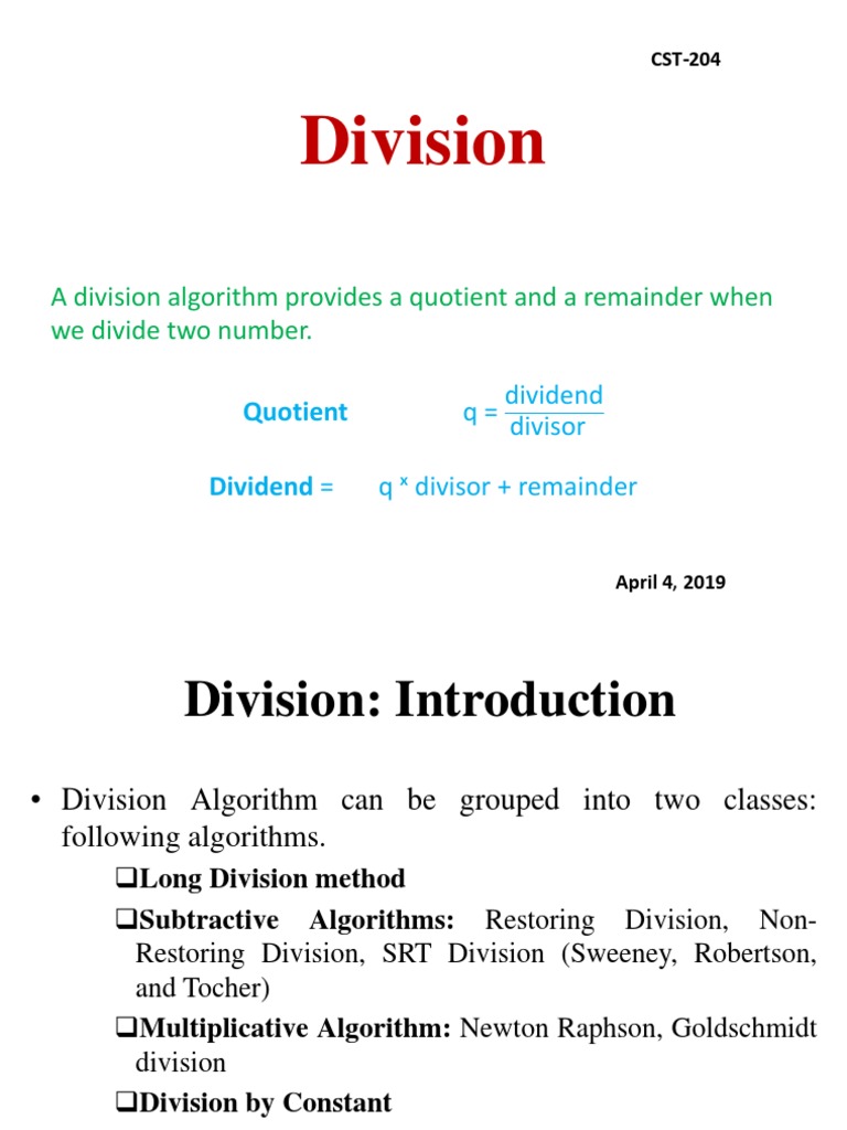 Division Algorithms Explained | PDF | Division (Mathematics) | Encodings