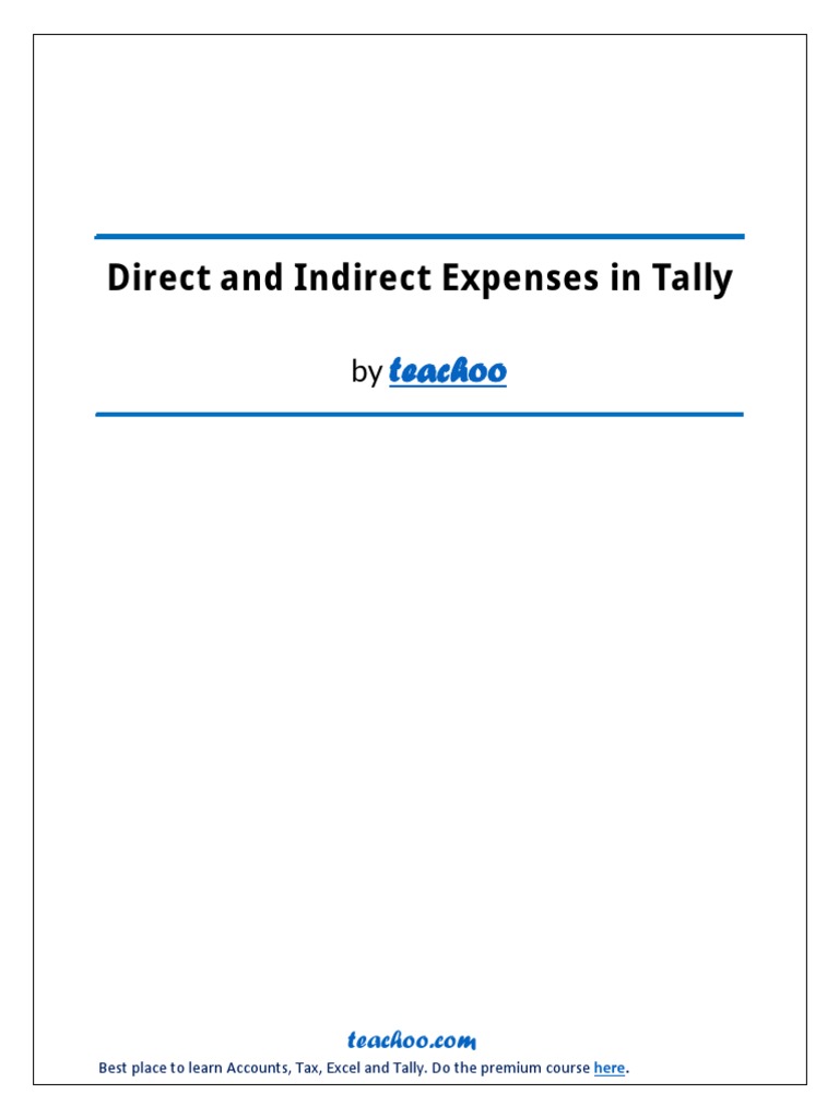 Direct and Indirect Expenses in Tally Teachoo PDF Insurance Expense