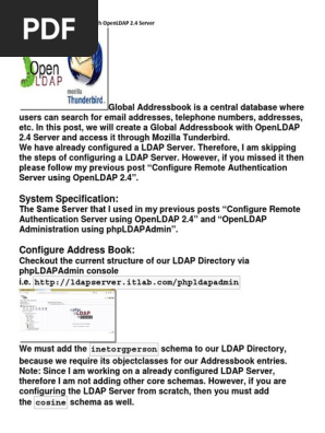 Create A Global Addressbook With Openldap 2 Apache Http Server Communications Protocols