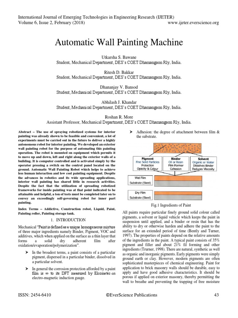 Automatic Wall Painting Machine PDF Electric Motor Paint