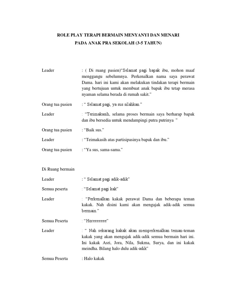 Role Play Terapi Bermain Pada Anak