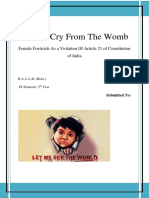 A Silent Cry From The Womb: Female Foeticide As A Violation of Article 21 of Constitution of India