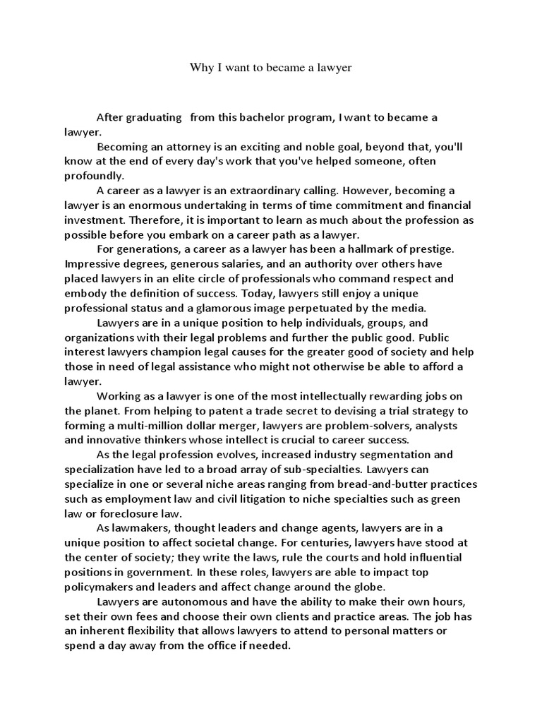 Why I Want to Become a Lawyer | PDF | Lawyer | Profession