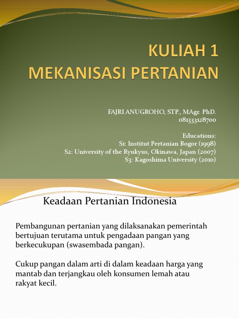 Mekanisasi Pertanian Pdf