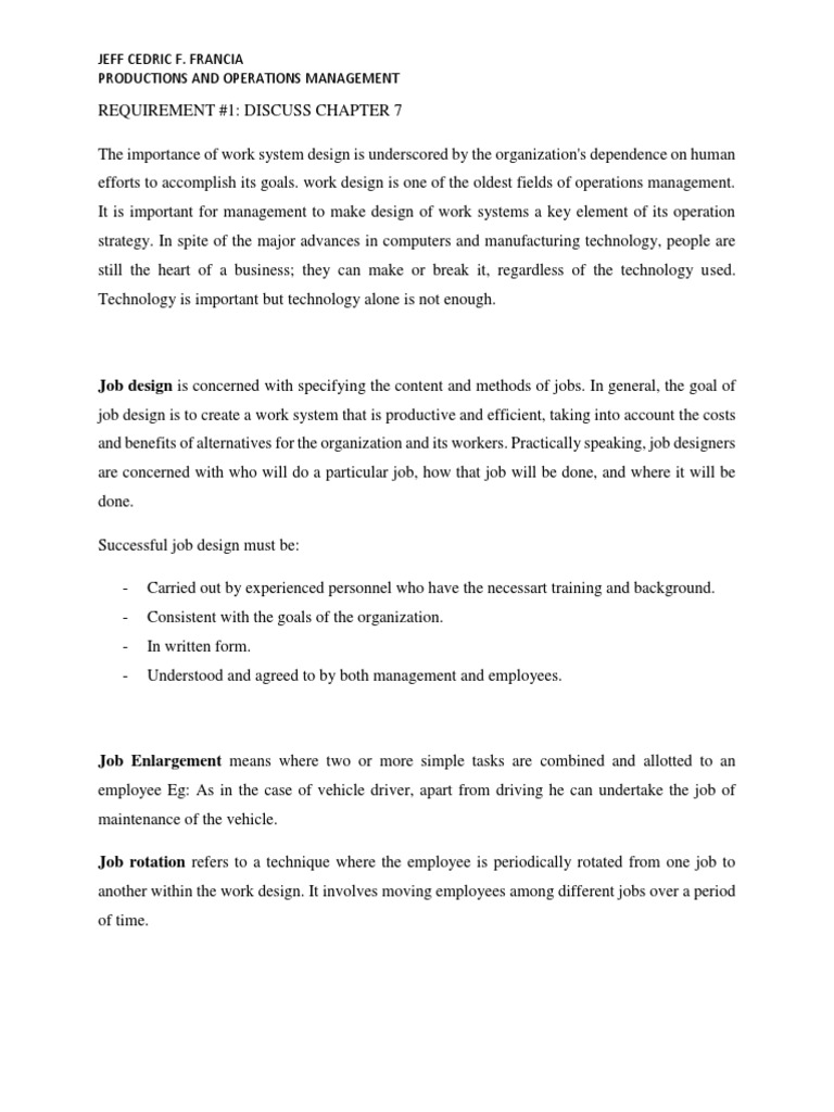 Work System Design in Operations Management | PDF | Operations ...