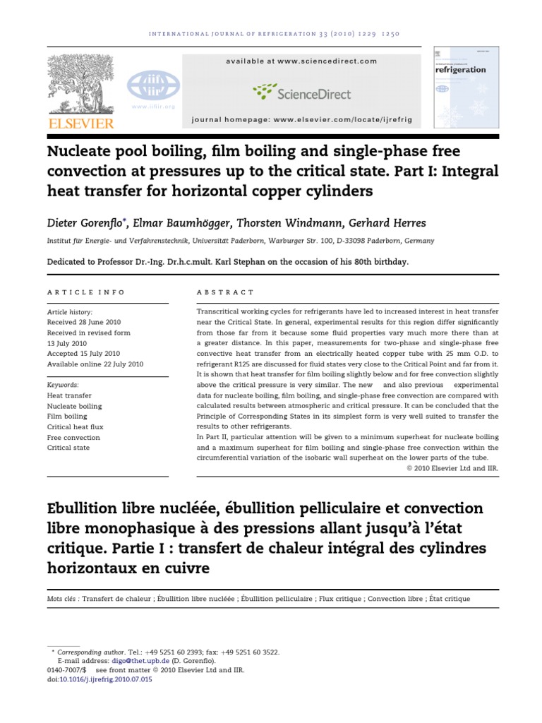 Heat Transfer in Boiling Near Critical State | PDF | Heat Transfer ...