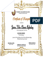 Certificate of Recognition: Zaira Kler Clouie Agbalog
