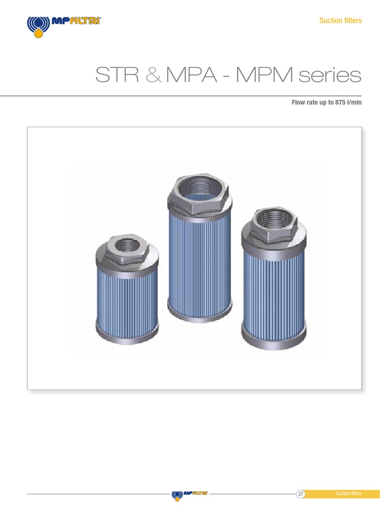 MPA - MPM Series STR: Suction Fi Lters | PDF | Filtration | Pascal (Unit)