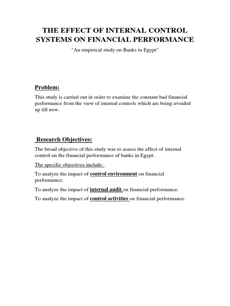 Internal Control's Impact on Bank Performance | PDF | Career & Growth