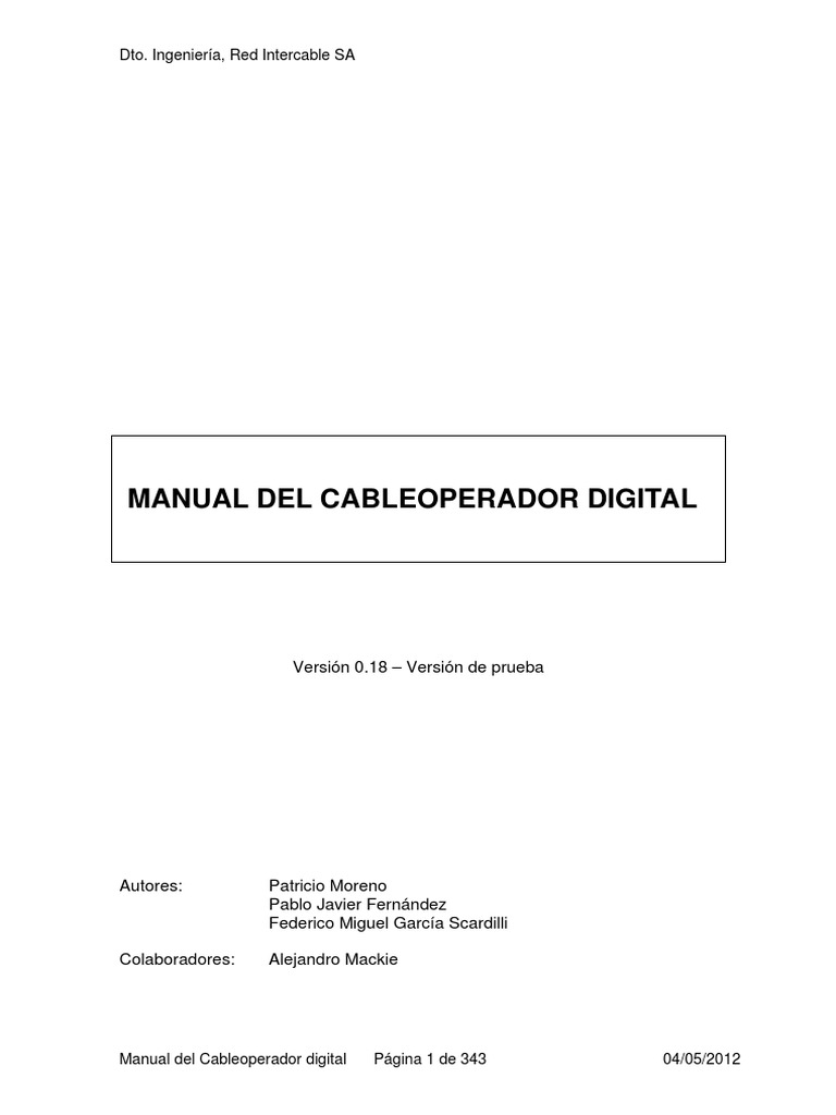Manual Del Cableoperador Digital V0-18 PDF | PDF | Cable Coaxial.