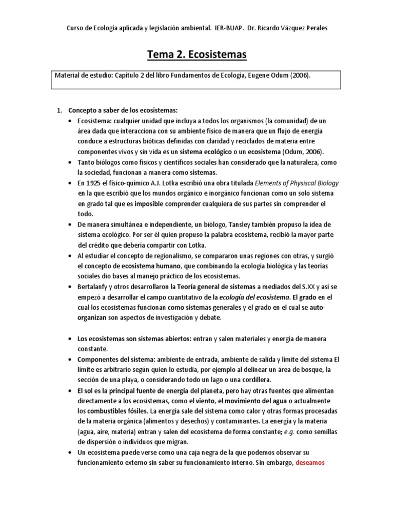 Tema 1. Ecologia Aplicada y Legislación Ambiental | PDF | Ecosistema ...