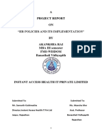 A Project Report ON "HR Policies and Its Implementation" BY Akanksha Rai MBA III Semester Fms-Wisdom Banasthali Vidhyapith