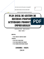 Plan Anual de Gestion de Recursos Propios y Actividades Empresariales 2019