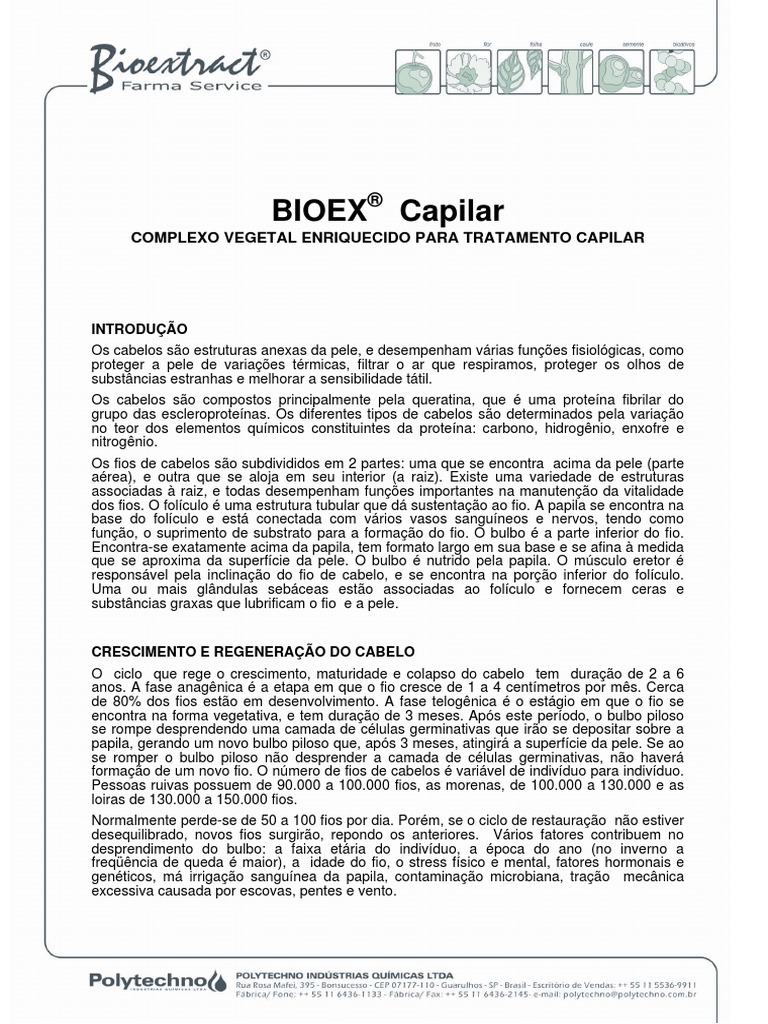 Bioex Capilar | Download grátis PDF | Pele | Cabelo