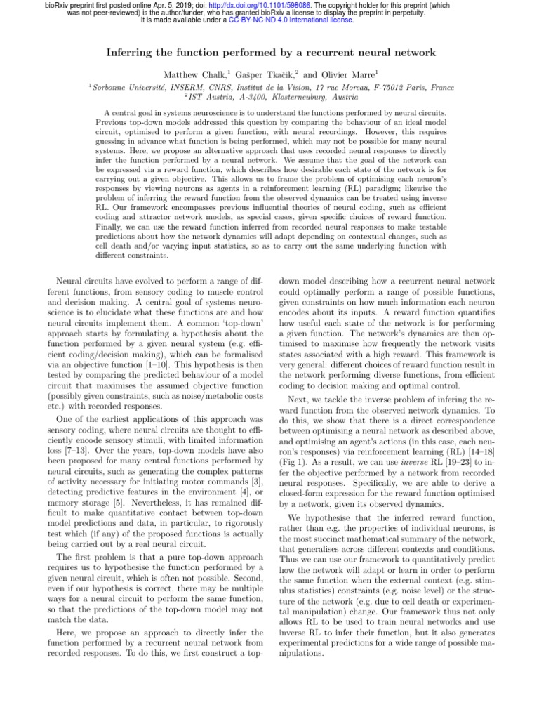 Inferring The Function Performed by A Recurrent Neural Network | PDF ...