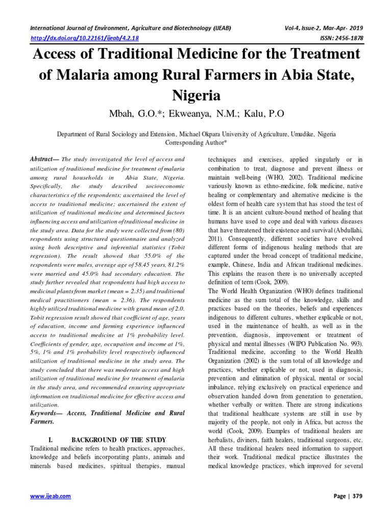 Traditional Medicine Access in Nigeria | PDF | Alternative Medicine ...