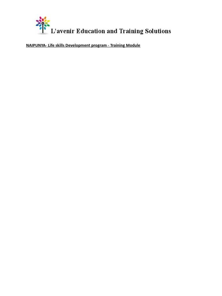 Life Skills Training Module | PDF | Thought | Goal