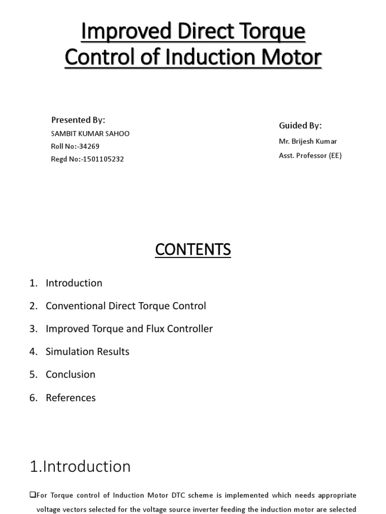 Enhanced Direct Torque Control for Motors | PDF | Electricity | Force