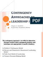 Ontingency Pproaches To Leadership Style: Chapter 8: LEADING Prepared By: Glaydelle B. Mañosa