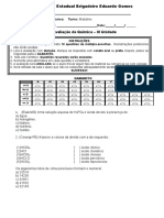 Avaliação 2º Ano Química