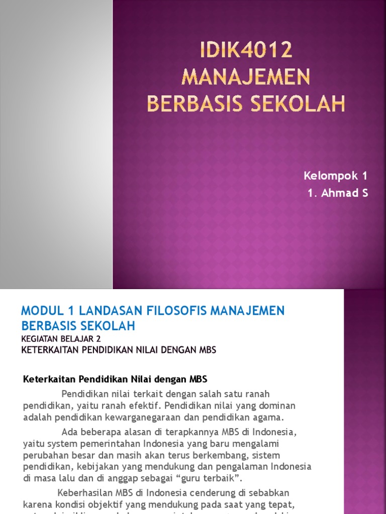 Modul Manajemen Berbasis Sekolah MBS | PDF