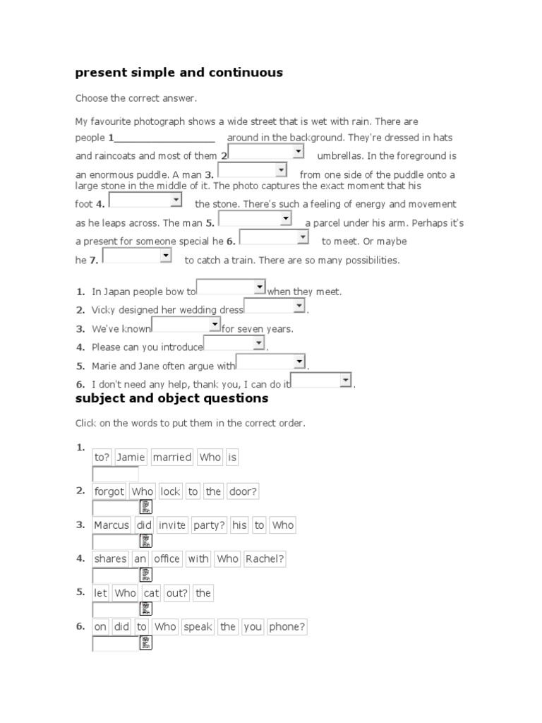 Present Simple and Continuous | PDF | Travel | Language Arts & Discipline