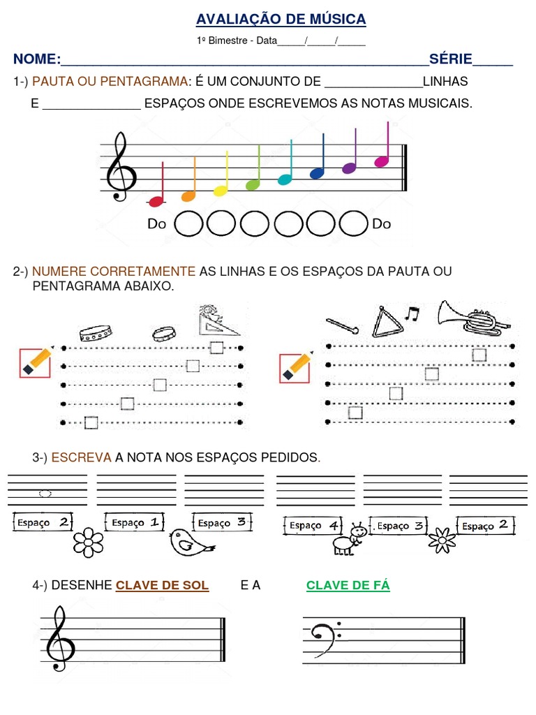 Avaliação de Música 1 Bim | PDF