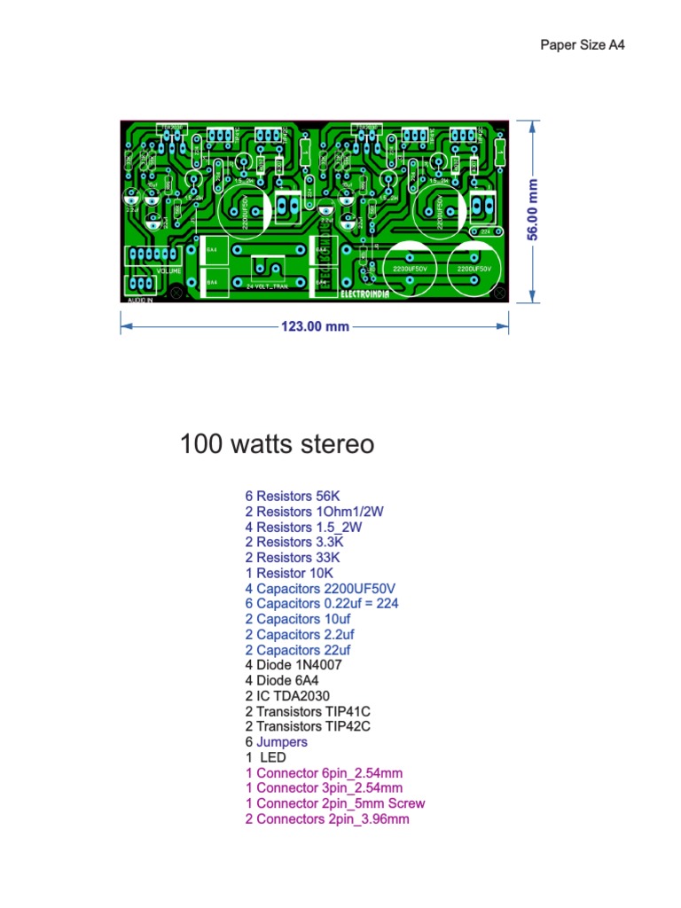 100 Watts Stereo Amplifier Board DIY TDA2030 IC With Transistors (Hindi