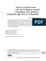 Mens Sana in Corpore Sano: Incorporación de La Higiene Mental en La Salud Pública en La Primera Mitad Del Siglo XX en Colombia