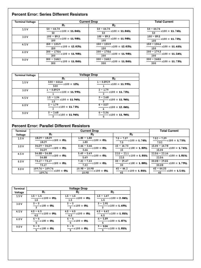 Percent Error in Resistor Configurations | PDF | Analog Circuits ...