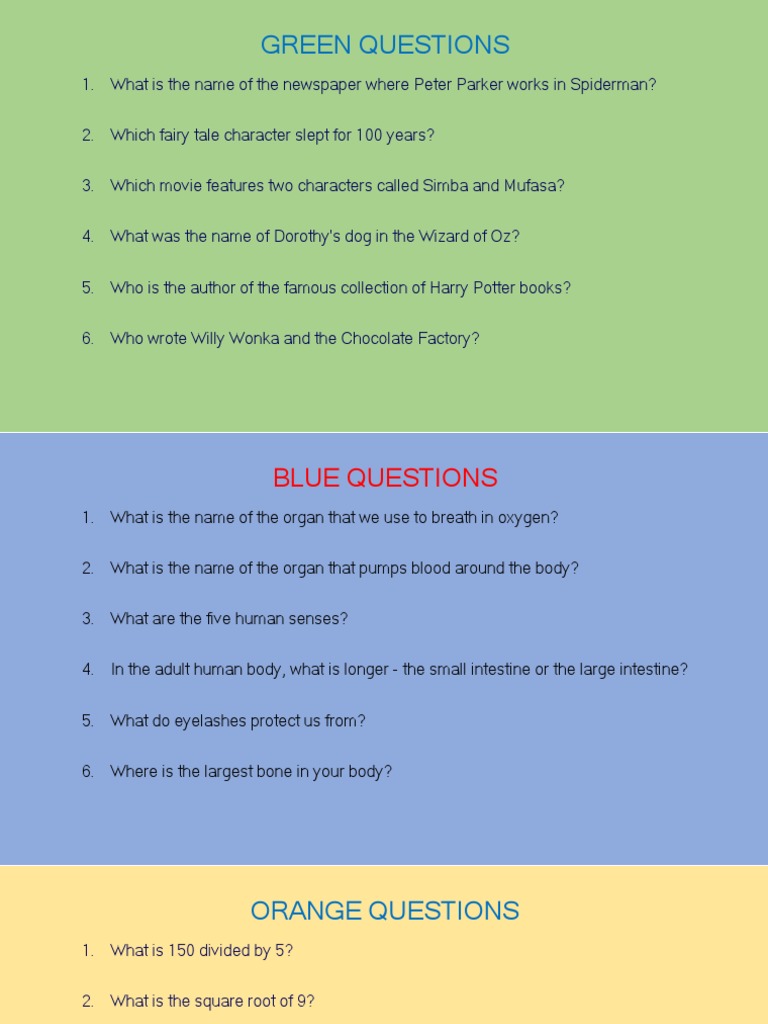 Trivia Questions Across Various Topics | PDF | Philosophy | Self ...