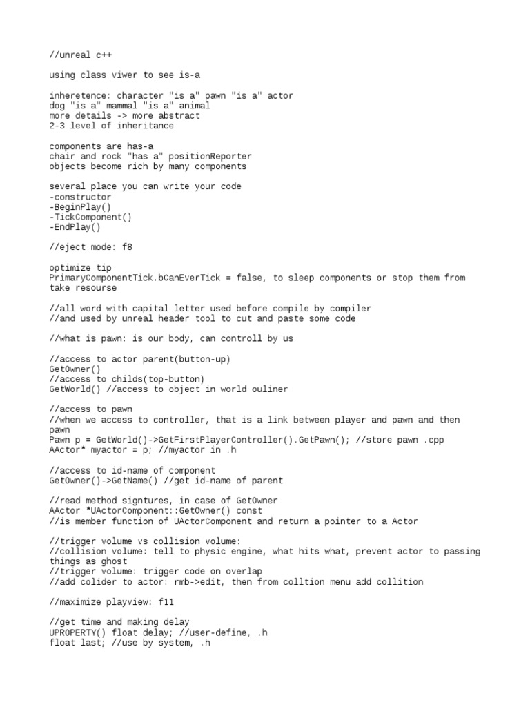 Unreal C++: Player Controller Basics | PDF | Class (Computer ...