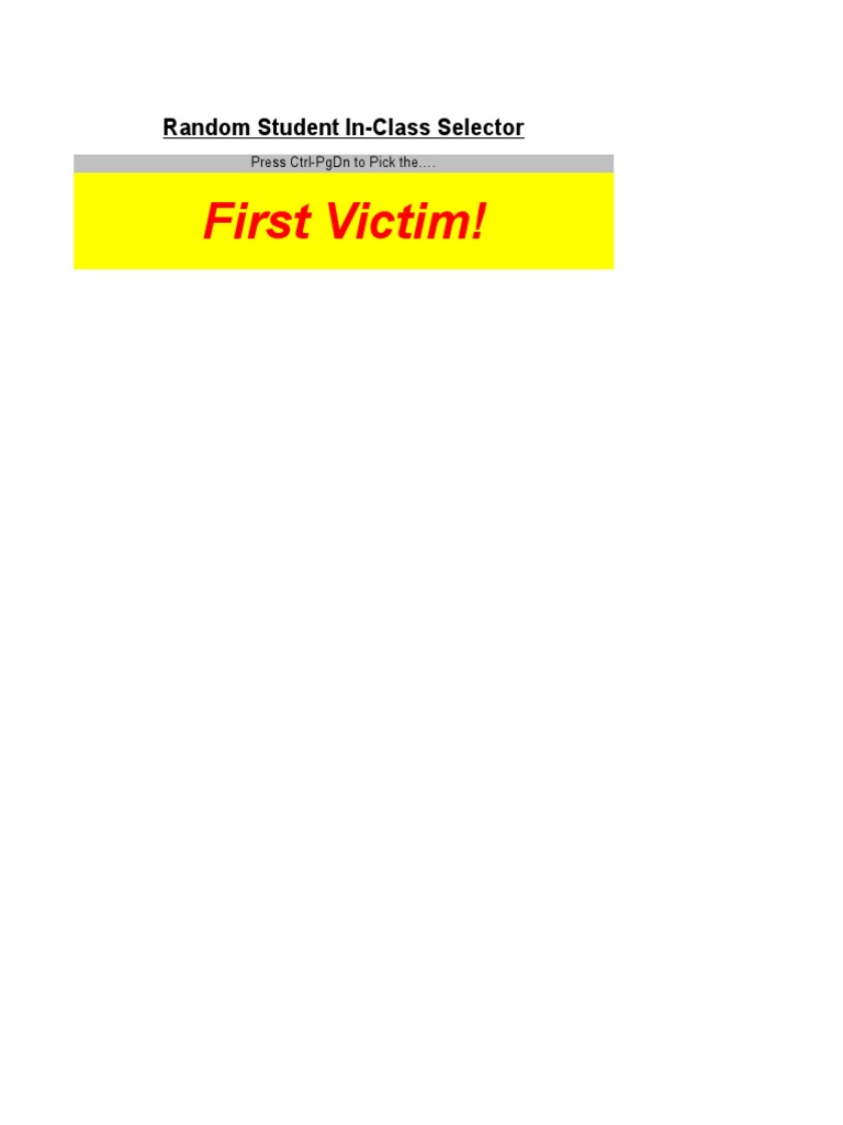 First Victim!: Random Student In-Class Selector | PDF | Spreadsheet ...