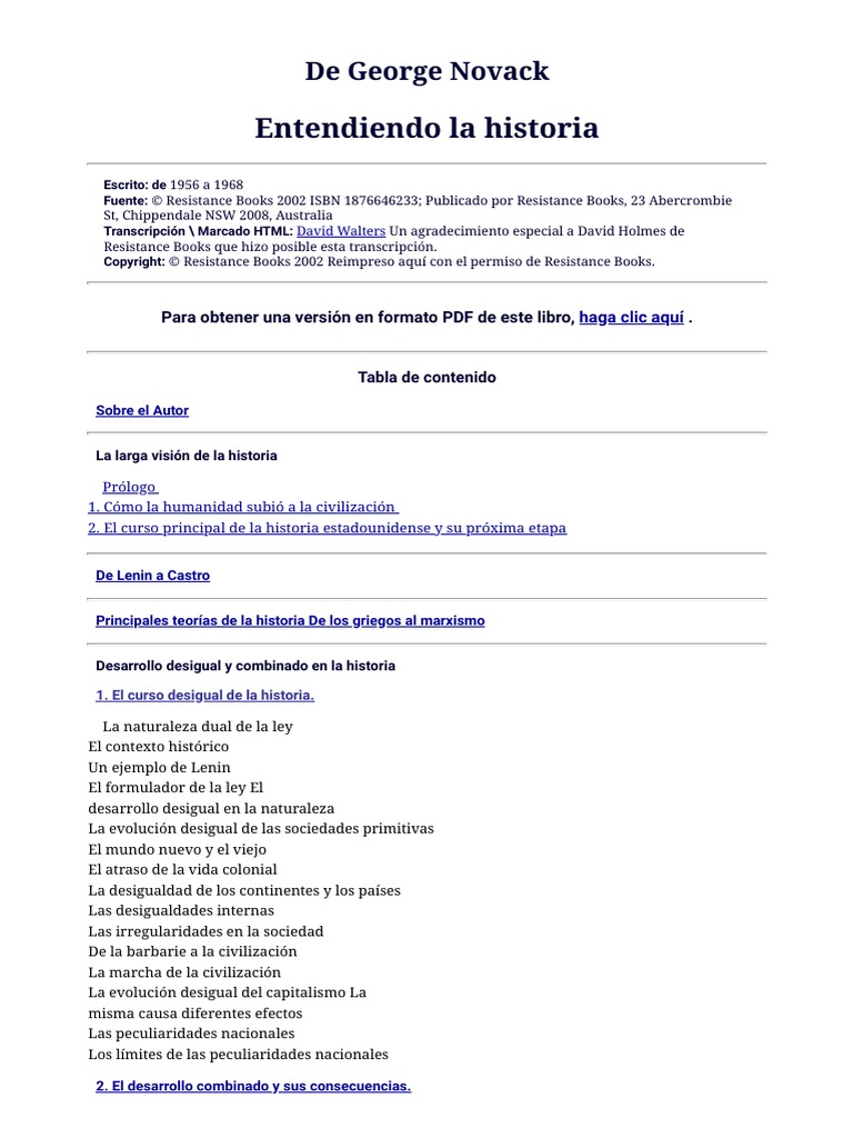George Novack - Comprendiendo La Historia PDF | PDF | Herramientas ...
