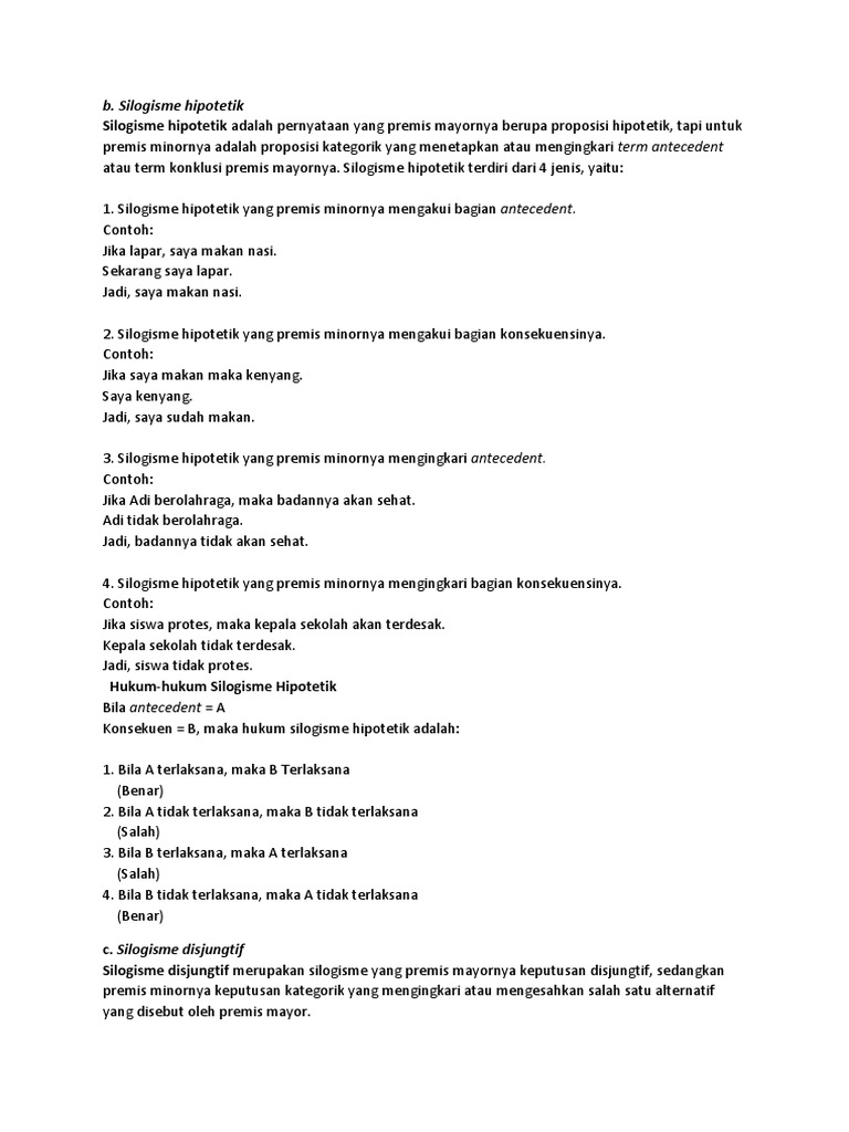 Silogisme Hipotetik Adalah Pernyataan Yang Premis Mayornya Berupa Proposisi Hipotetik Tapi Untuk