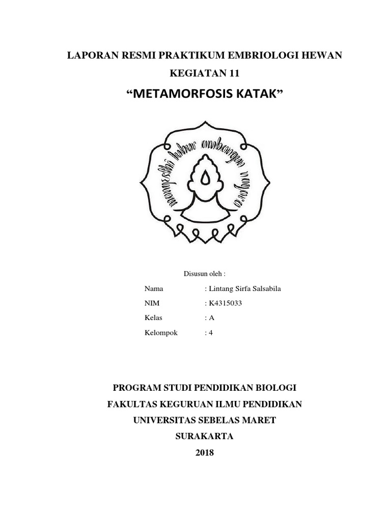 LAPORAN RESMI PRAKTIKUM Metamorfosis Katak - Lintang PDF | PDF