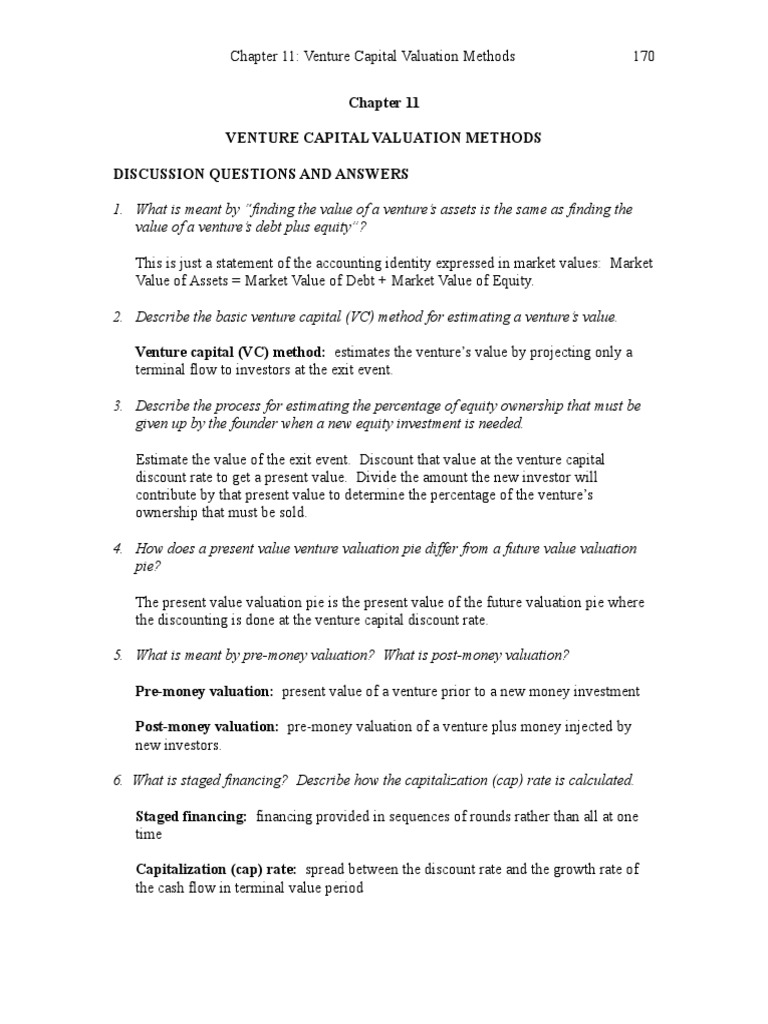 Venture Capital Valuation Methods Explained | PDF | Discounted Cash ...