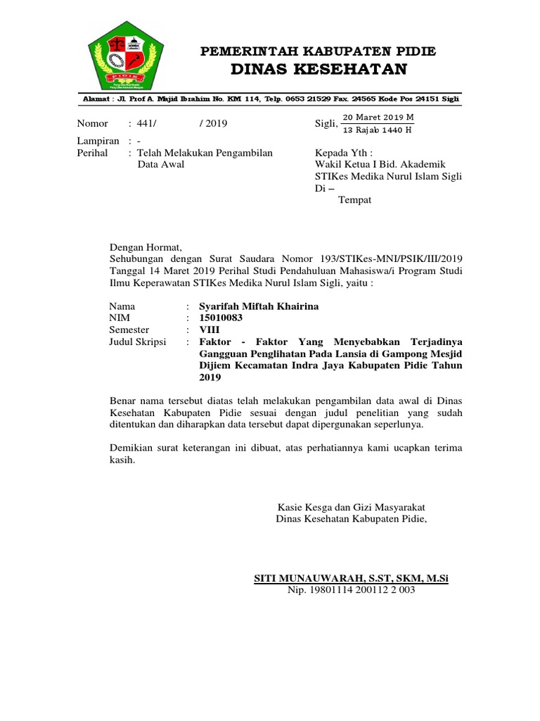 Surat Balasan Dinkes